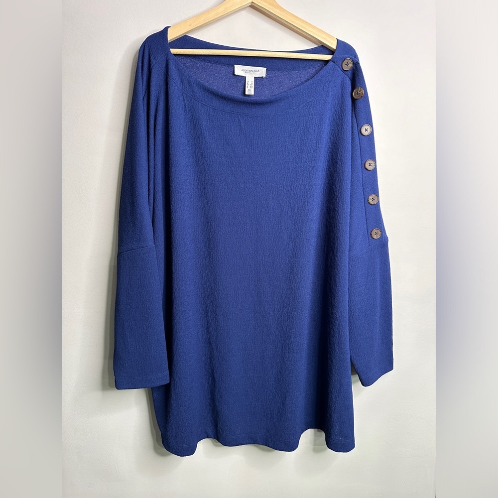 Addition Elle | Long Sleeve Knit Faux Button Detail 3X